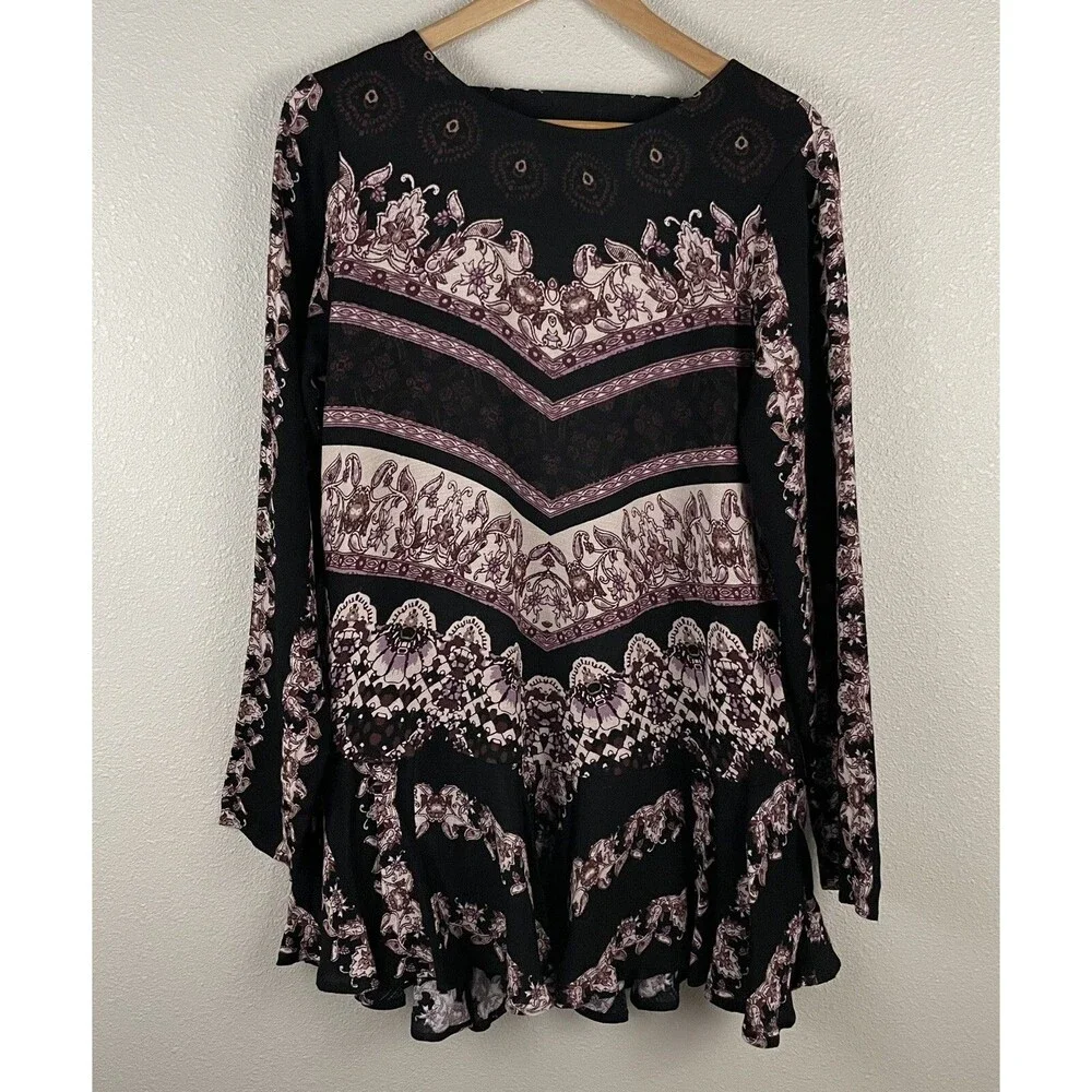 Free People Size S Oversize Boho Smooth Talker Tunic Blouse Festival Boho Grunge
